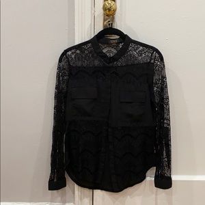 Black lace button-up blouse (OVI)